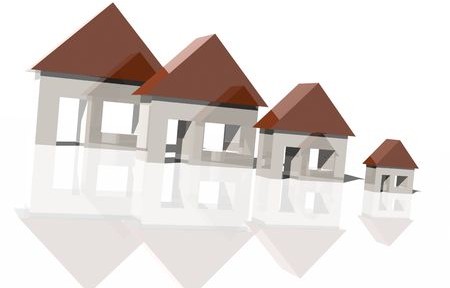 3148536 - 3d rendering of houses getting smaller over white