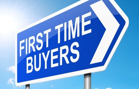 28391727 - illustration depicting a sign with a first time buyers concept.